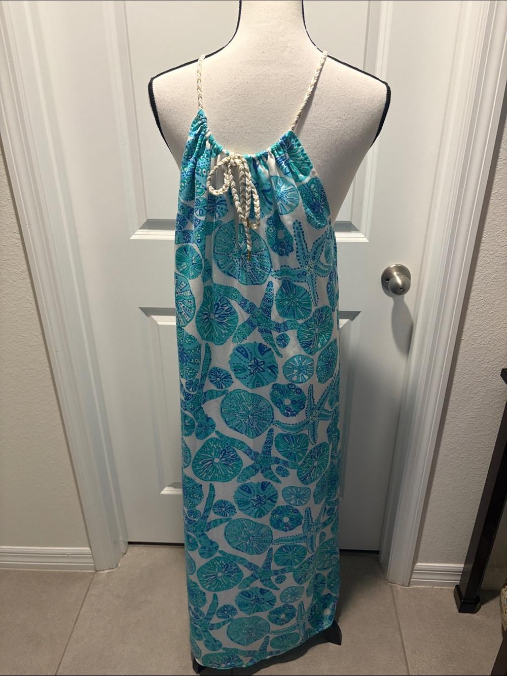 Lilly Pulitzer for Target Sea Urchin Blue & Turquoise Maxi Dress Halter - Picture 7 of 10